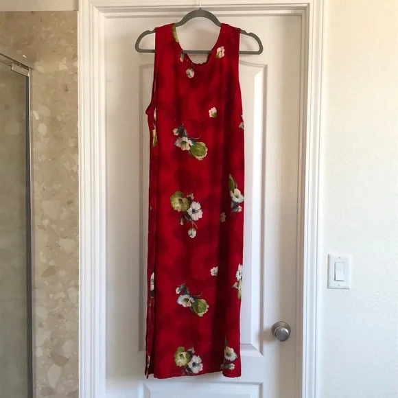CLIO II | Dresses | Clio Ii Long Red Dress With Roses | Poshmark